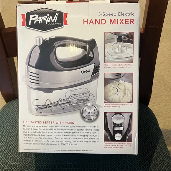 Parini 5-Speed Electric Hand Mixer - Black and Silver - Picture 2 of 4